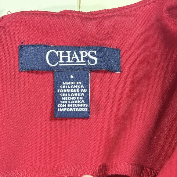 Chaps Ralph Lauren Cherry Red Sleeveless Midi Fit & Flare Zip Close Dress Size 6 - Picture 4 of 10